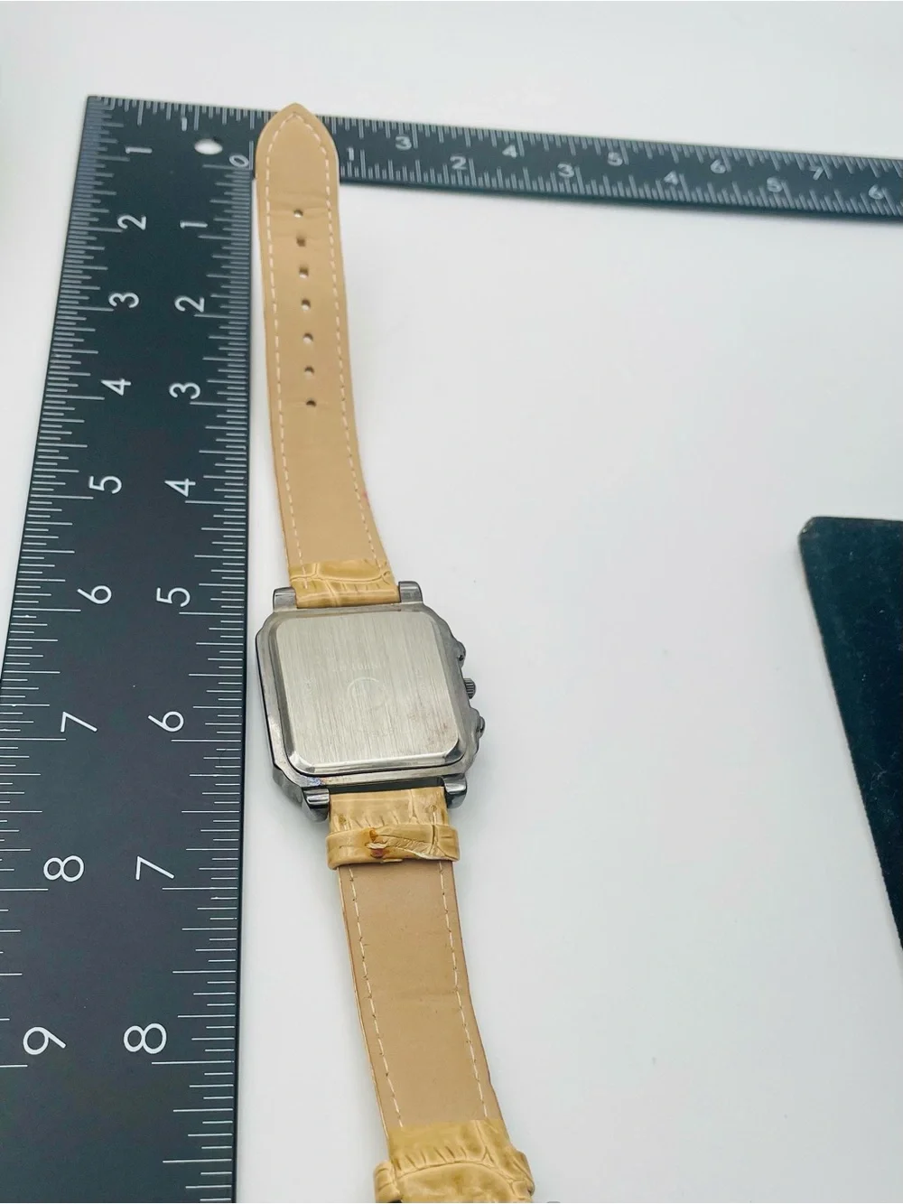 Hot in Hollywood by HSN Crystal-Frame Square Watch with Tan Leather Strap